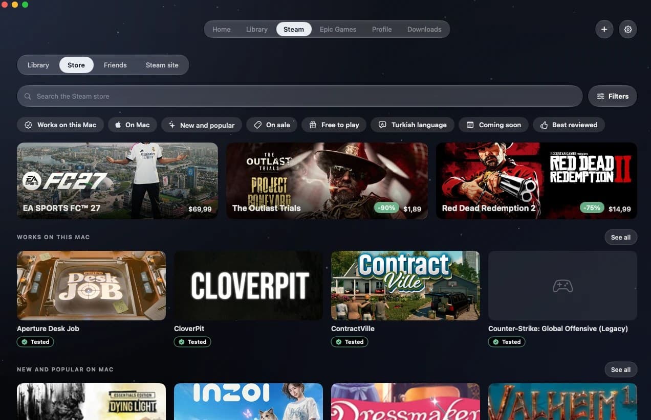 KLYC-Box uygulamasının Steam mağazası ekranı